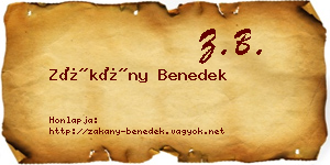 Zákány Benedek névjegykártya
